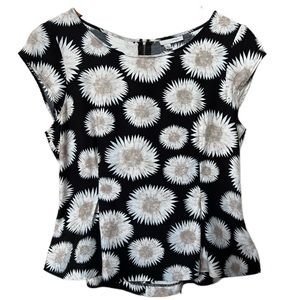 Halogen Peplum Top Black and White, Size Medium